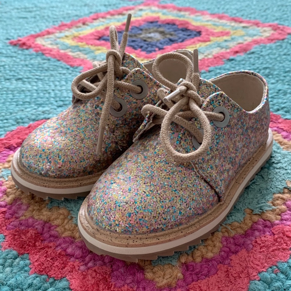 Zara Toddler Girls Glitter Derby Shoes